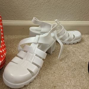 White jelly sandals